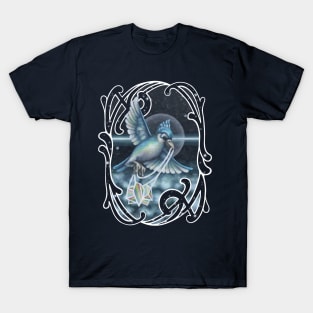 Cosmic Blue Jay with Rainbow Crystals T-Shirt